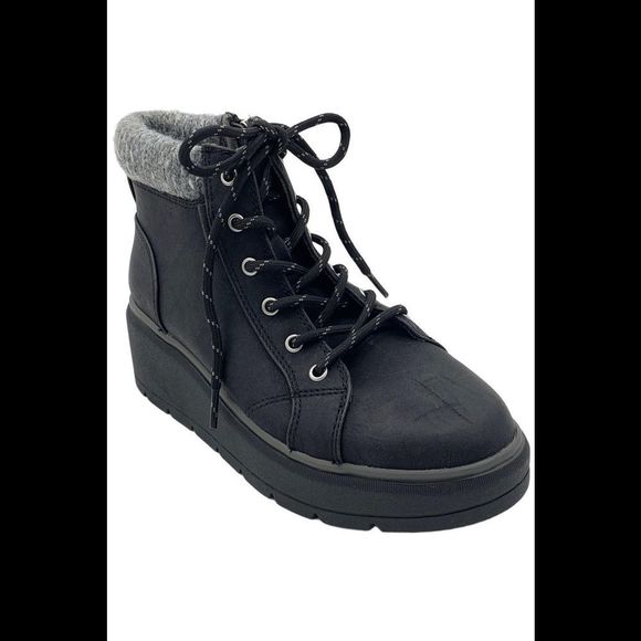 Dr. Scholls Women's Nice Day Max Alpine Ankle Boot Black Faux Leather - Medium - Picture 1 of 3